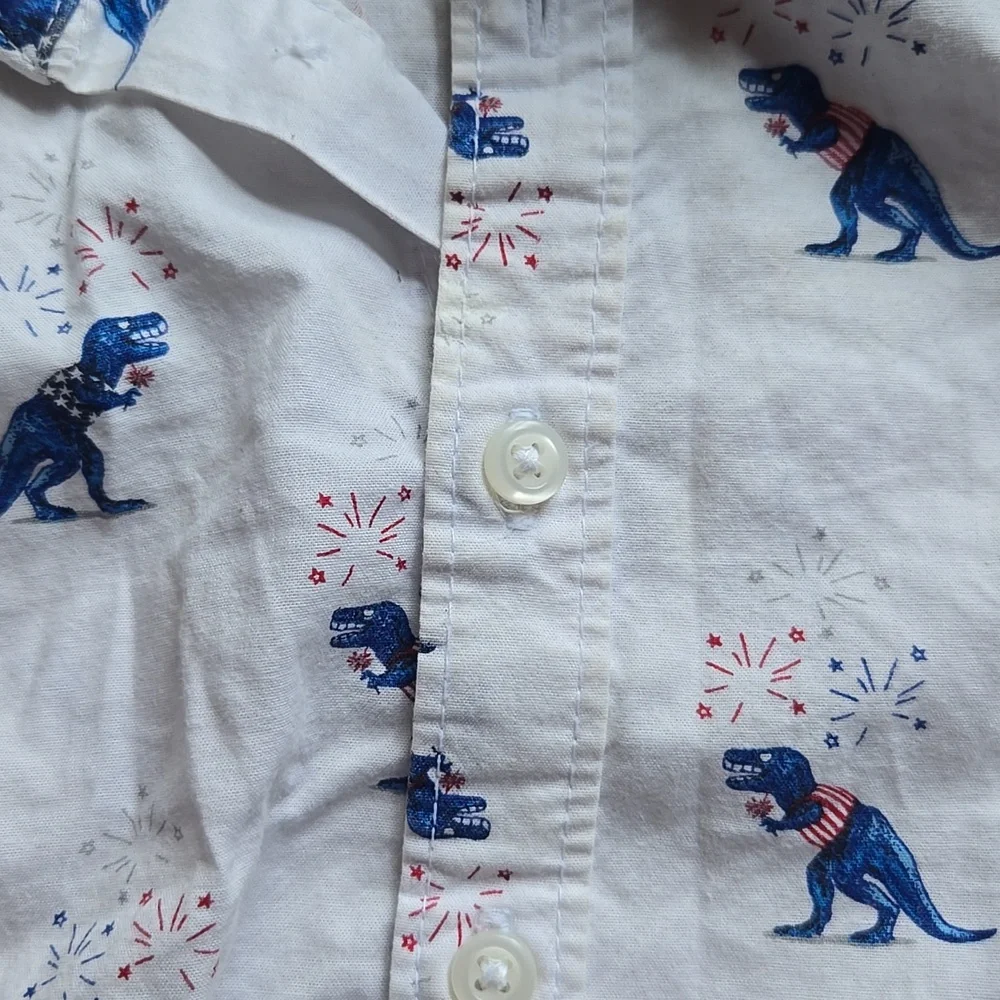 🏖 Children's Place 100% Cotton Collared Button Down Bodysuit/onesie Dino 3-6m